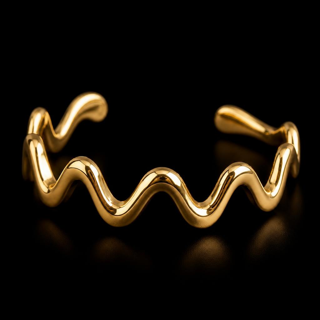 Gold Wave Cuff Bracelet