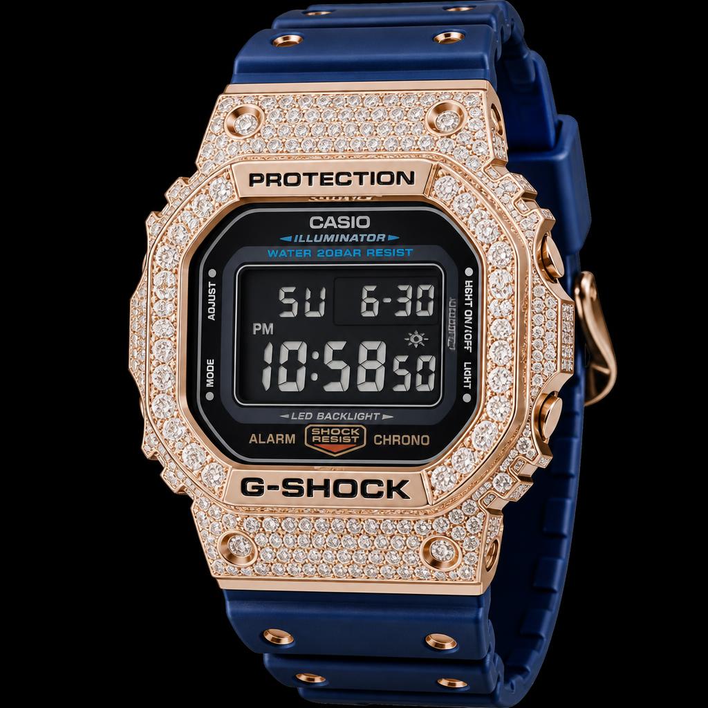 Iced Rose Gold Square G-Shock