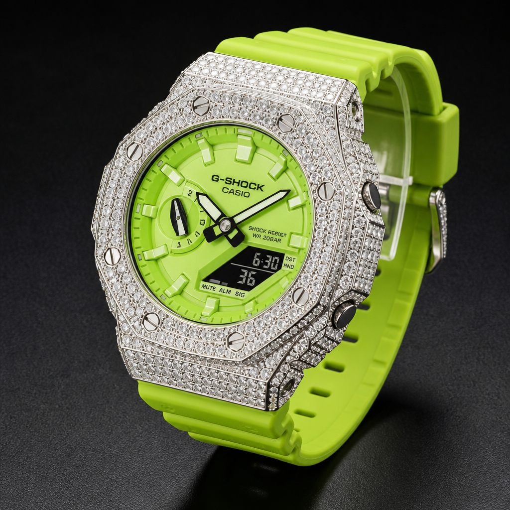 Iced Out Lime Ana-Digi Watch view 2