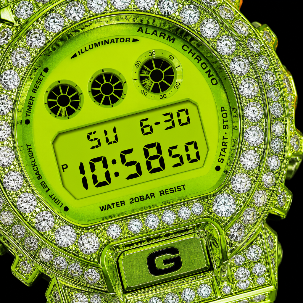 Iced Out Lime Ana-Digi Watch view 3